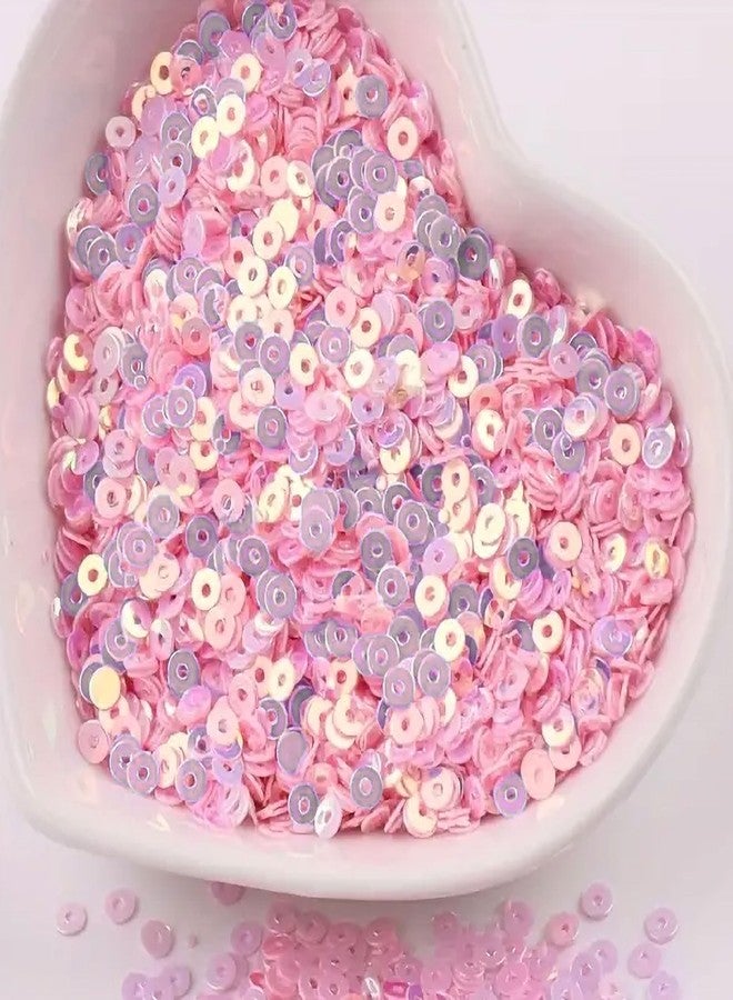 INDIKONB Sequins Round Shape 4mm | Sitara Sequins with Holes for Embroidery, Crafts & Scrapbooking | Decorative Sequins for Embroidery Work, Craft Projects, DIY Scrapbooking & Accessories | Pack of 100 gms (3000 pcs) (Light Pink) - Image 1
